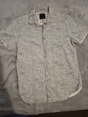Short-Sleeve Casual Button-Down Shirt in Heather Gray by Michael Kors